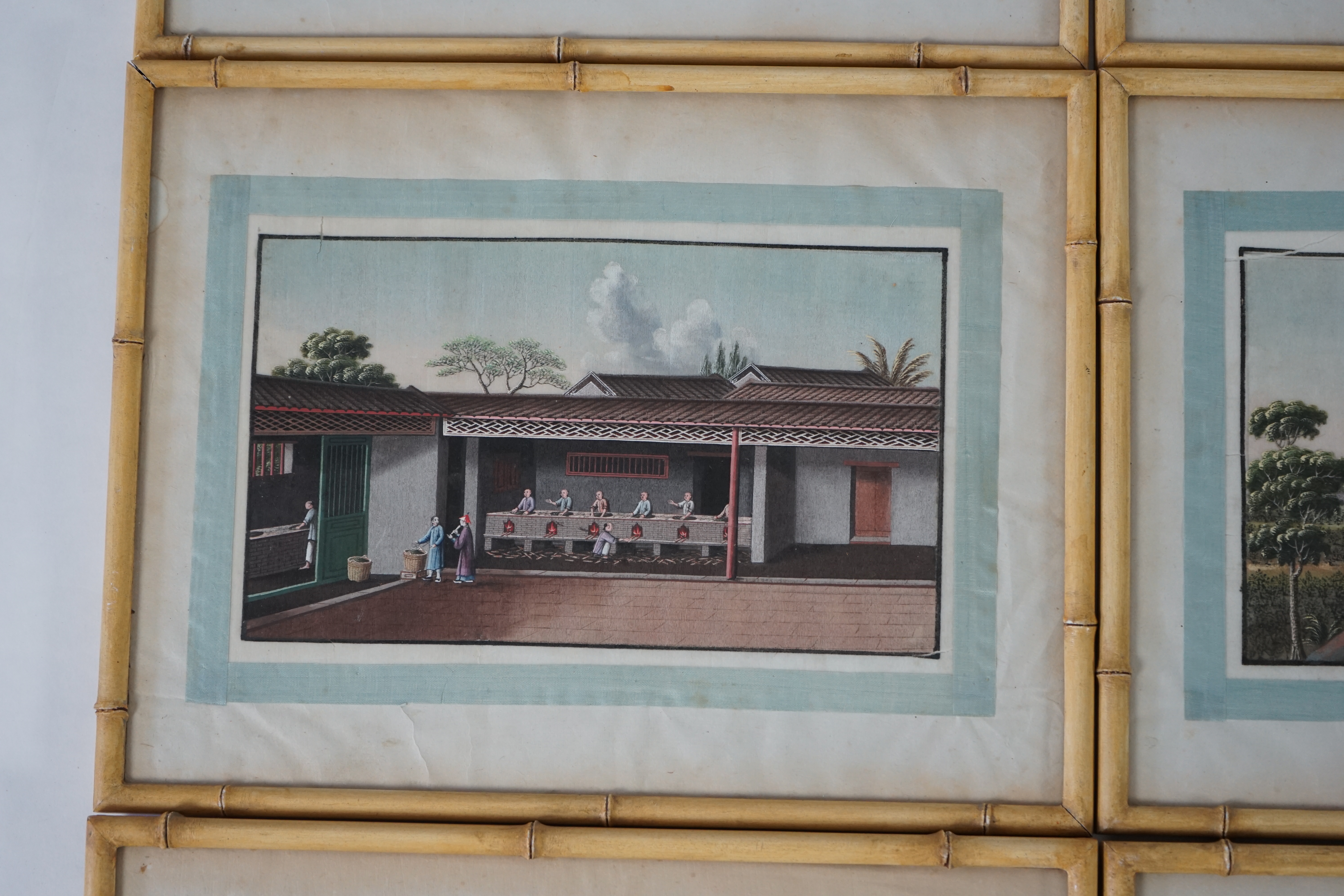 Chinese school, two pith paper paintings, figures, 23 x 12cm